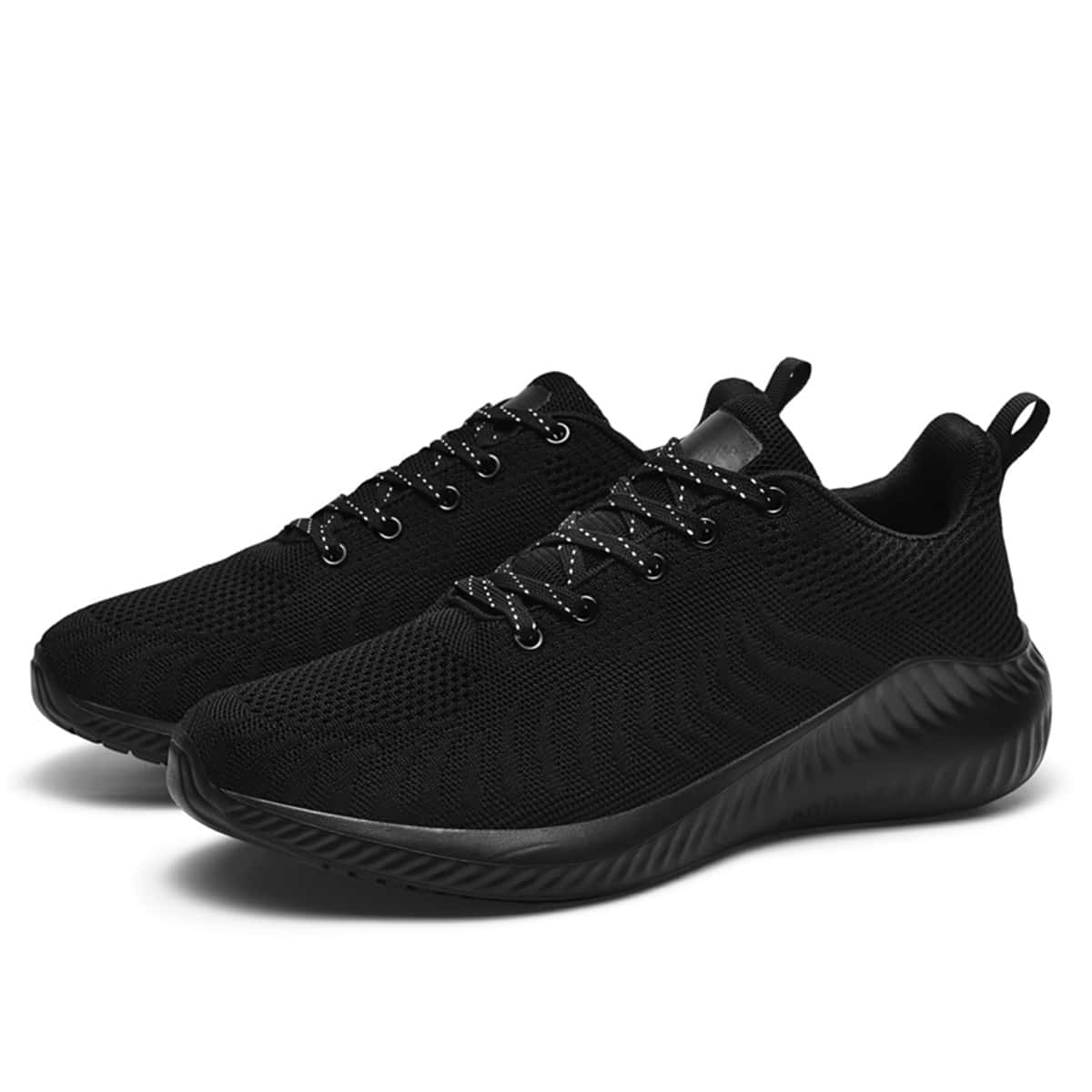 

Guys Solid Lace-up Knit Sneakers, Black