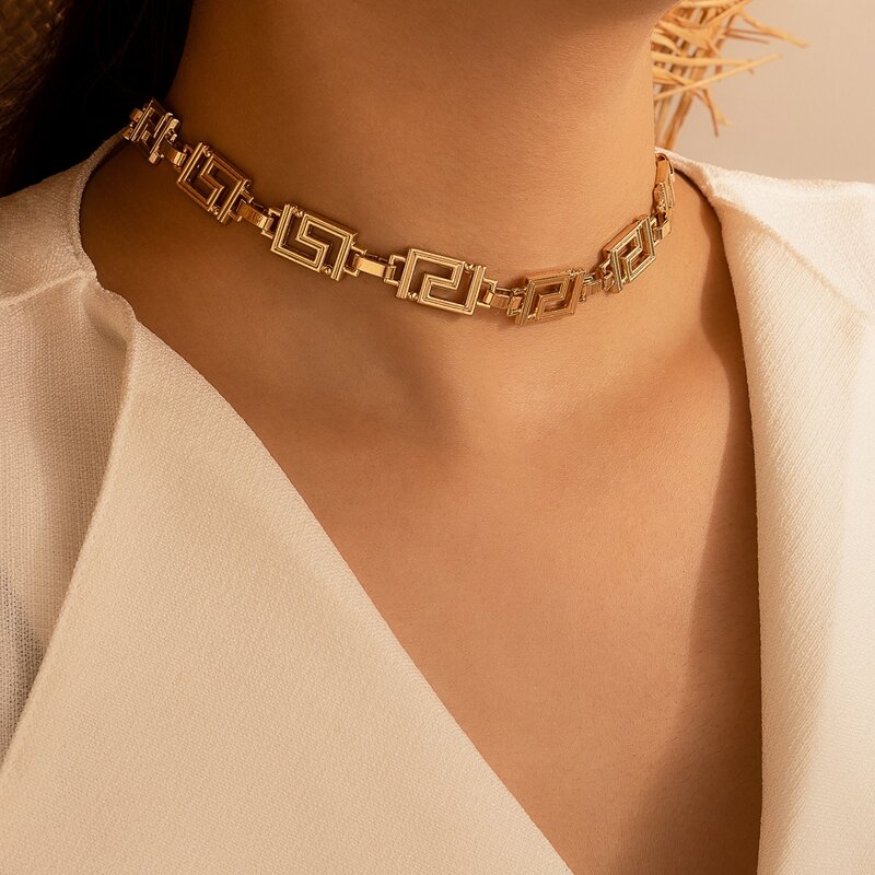 

Greek Key Choker, Gold