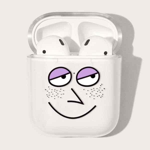 

Прозрачный чехол для Airpods с мультипликационным принтом, Пурпурный