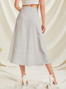 SHEIN Unity Tie Front Striped Skirt - Multicolor - View 2