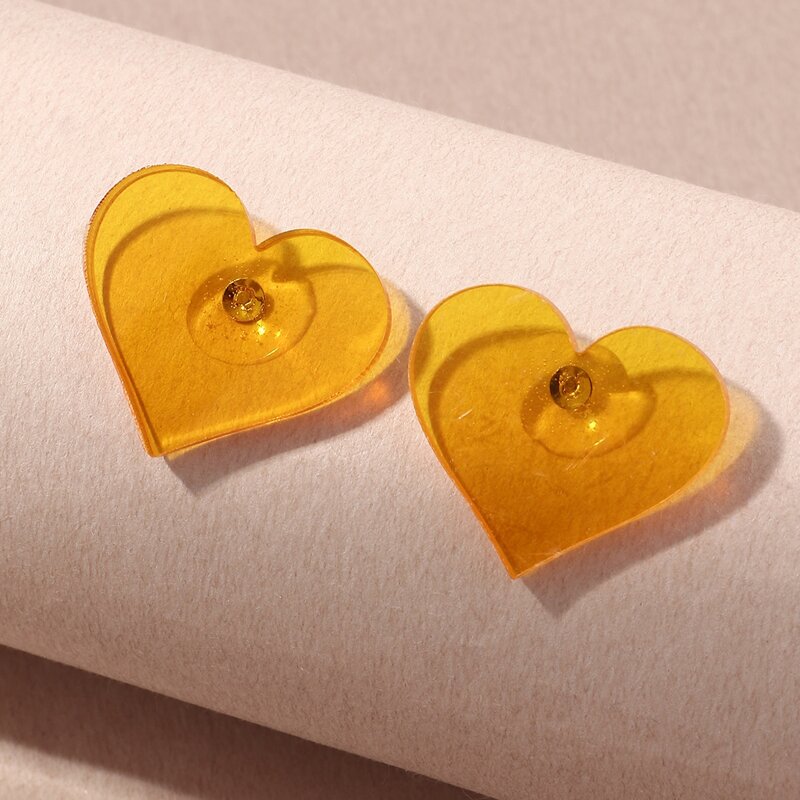 

Clear Heart Stud Earrings, Yellow