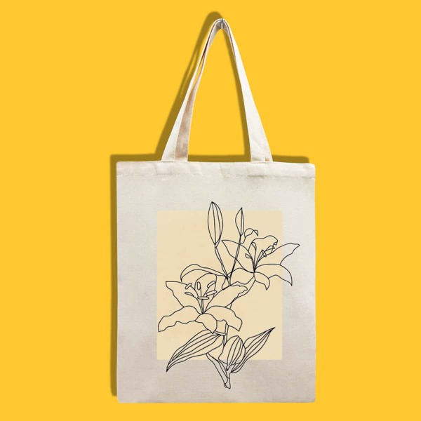 

Floral Graphic Shopper Bag, Beige