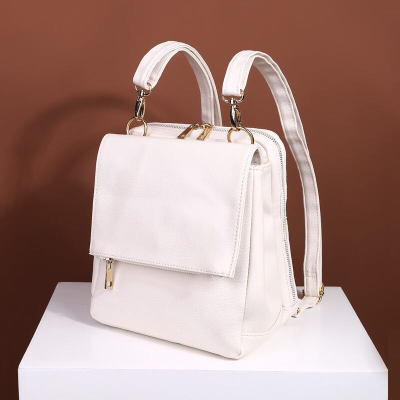 

Solid Flap Backpack, White