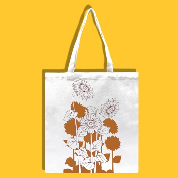 

Sunflower Graphic Shopper Bag, White