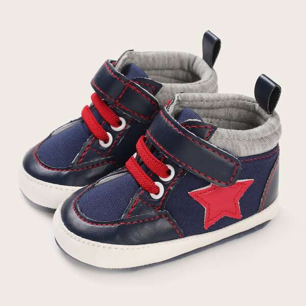 

Baby Boy Velcro Strap Star Decor Sneakers, Navy blue