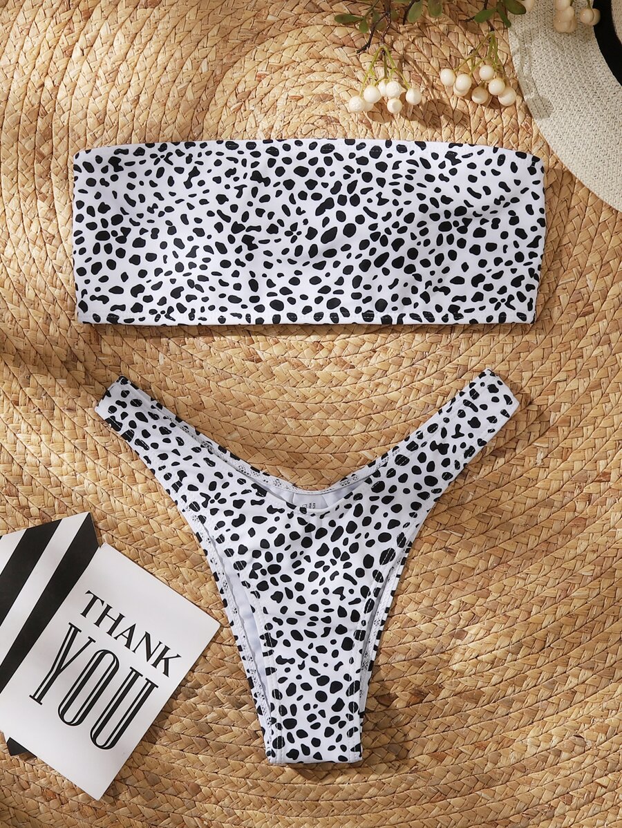 Swim Vcay Ensemble bikini bandeau à imprimé dalmatien pour la plage d'été