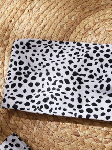 Swim Vcay Ensemble bikini bandeau à imprimé dalmatien pour la plage d'été - Noir et Blanc - Voir 5