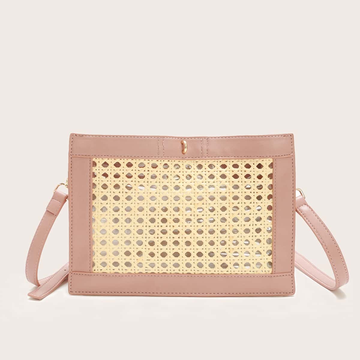 

Geo Hollow Out Crossbody Bag, Baby pink