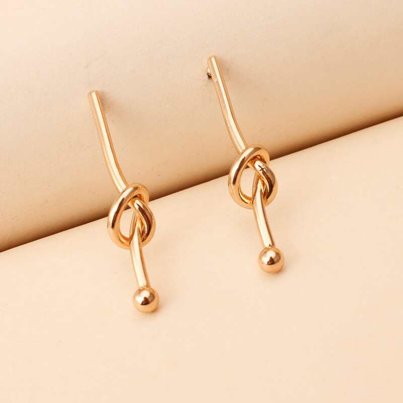 

Knot Design Drop Earrings, Gold