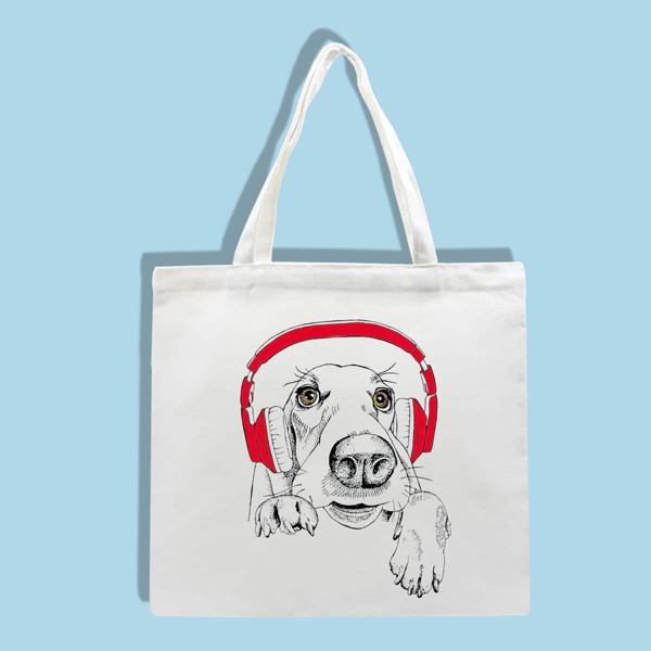 

Dog Graphic Shopper Bag, White
