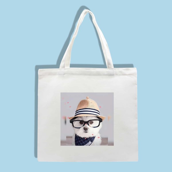 

Dog Graphic Shopper Bag, White