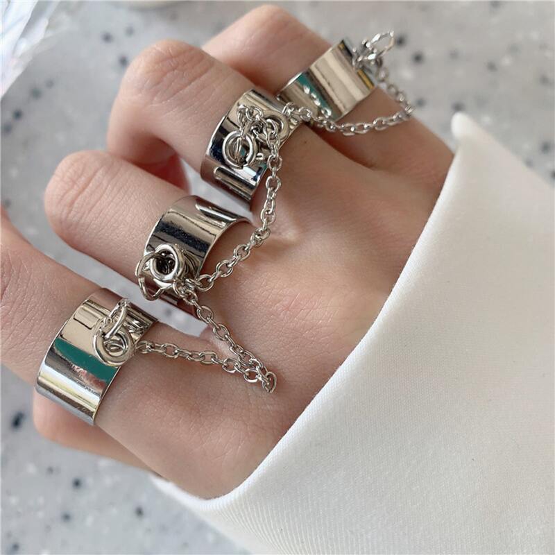 

1set Chain Linked Ring, Silver
