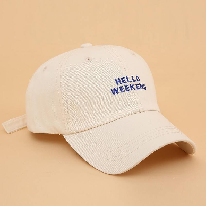 

Slogan Graphic Baseball Cap, Beige