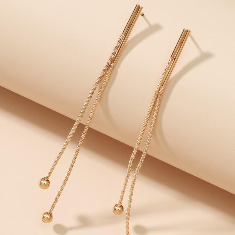 

Minimalist Tassel Earrings, Gold