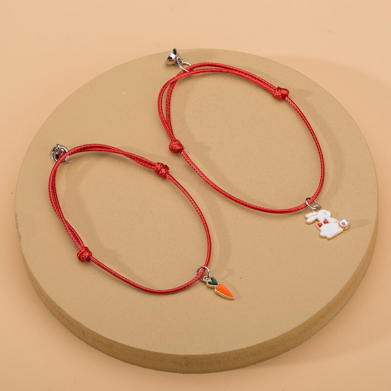 

2pcs Magnetic Bunny Charm Bracelet, Red
