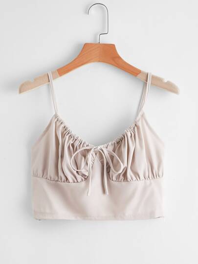 Tie Front Ruched Cami Top