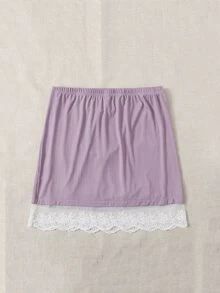 SHEIN Unity 大碼繫帶蕾絲下擺半身裙