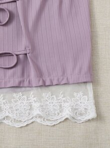 SHEIN Unity 大碼繫帶蕾絲下擺半身裙