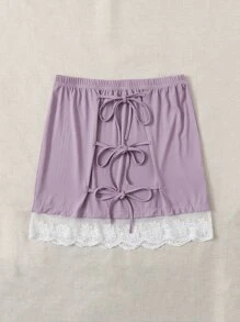 SHEIN Unity 大碼繫帶蕾絲下擺半身裙