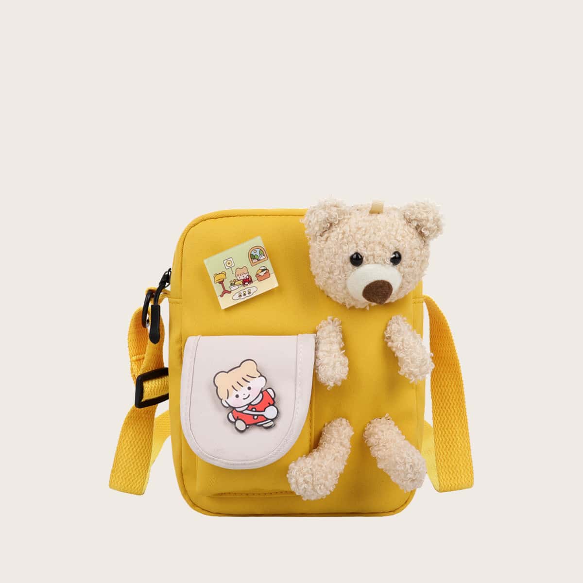 

Bear Insert Cartoon Crossbody Bag, Yellow