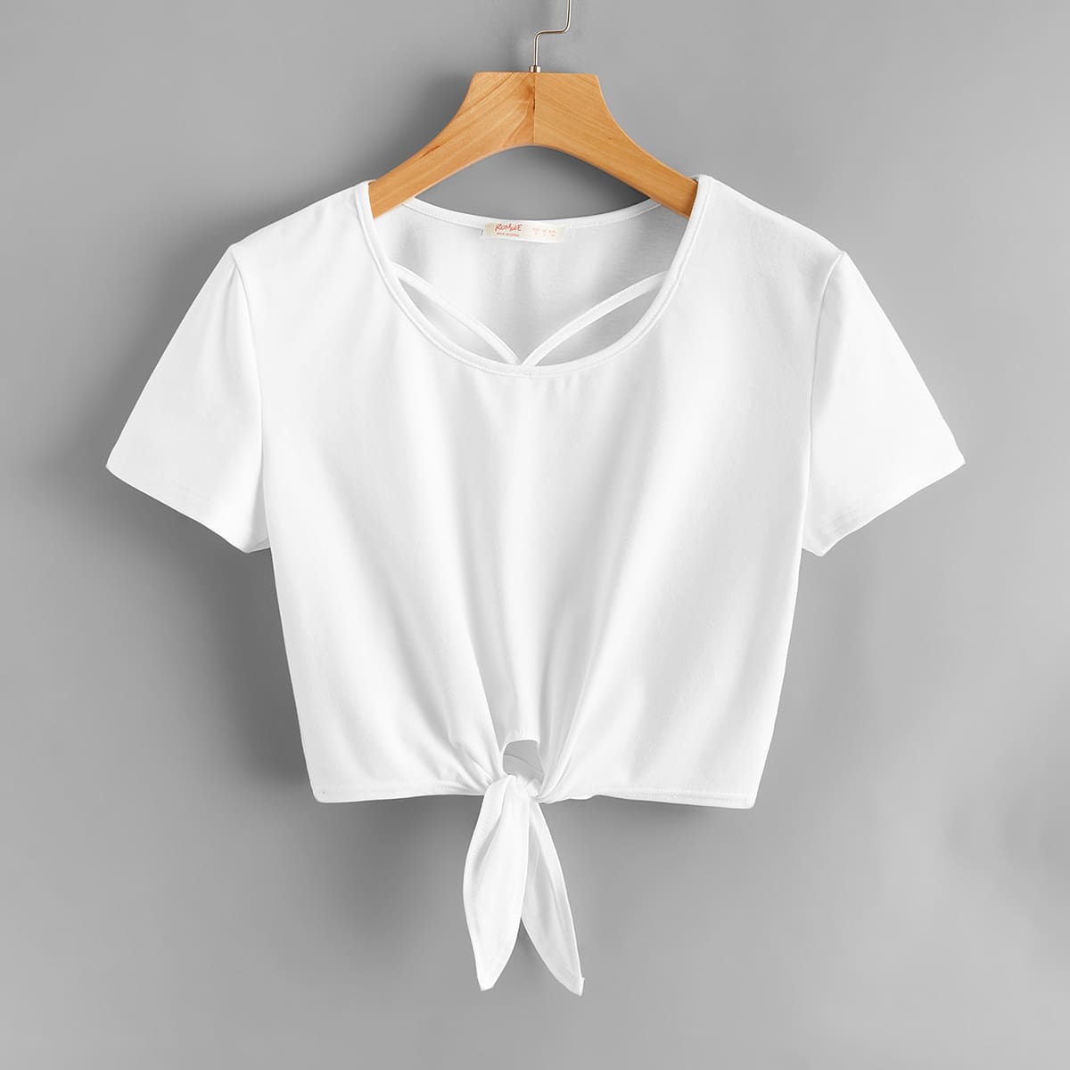 

Solid Knot Crop Tee, White