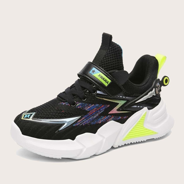 

Boys Velcro Strap Knit Sneakers, Black