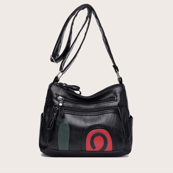 

Double Zip Front Crossbody Bag, Black