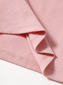 SHEIN EZwear اعلى الخزان مخطط بياقة مدببة - أزرق فاتح اللون - مشاهدة 5