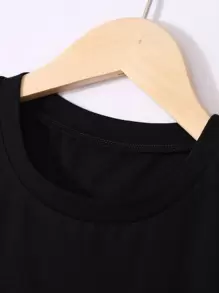 SHEIN Unity Áo thun họa tiết số và hình học - màu đen - Xem 4