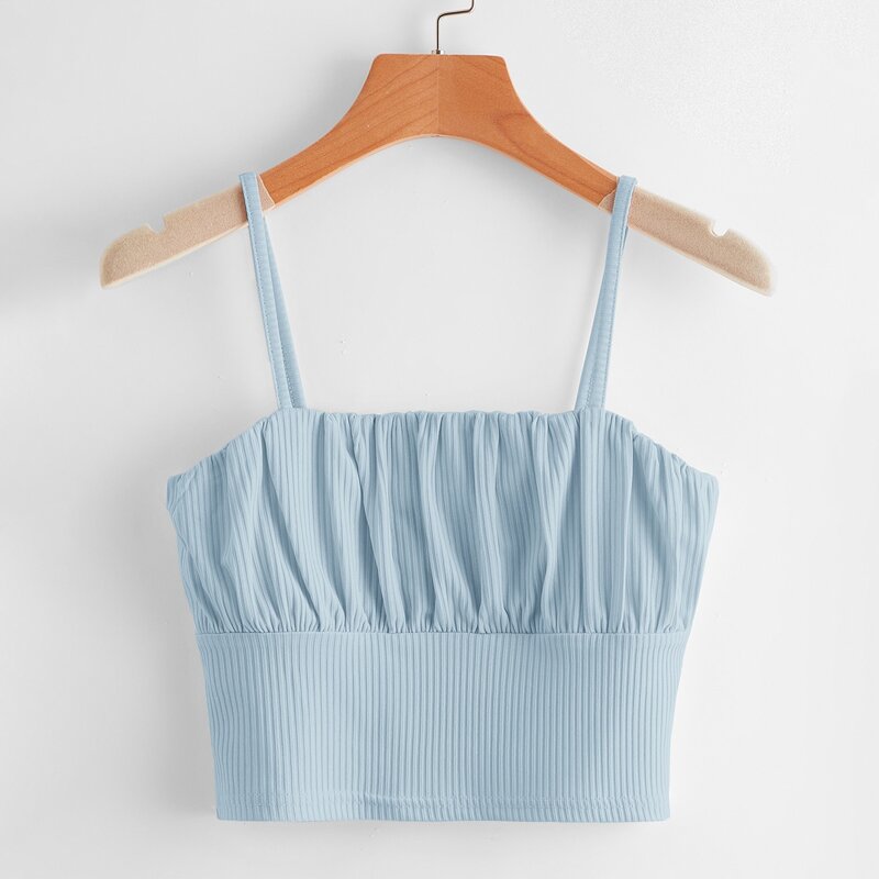 

Ruched Bust Crop Cami, Baby blue