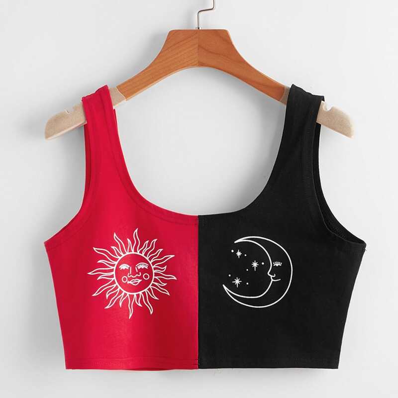 

Sun & Moon Two Tone Crop Tank Top, Multicolor