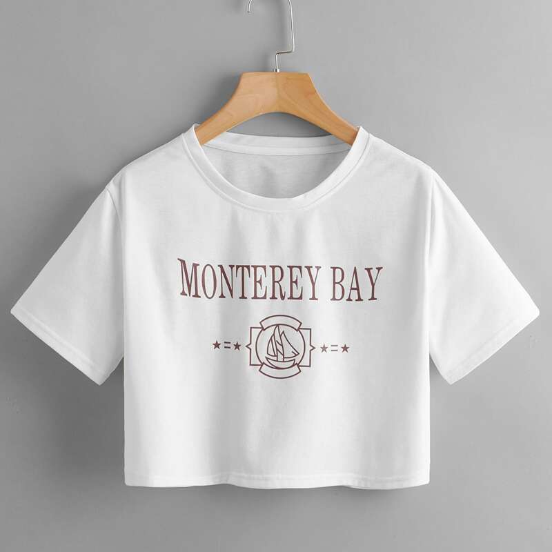 

Letter Graphic Crop Tee, White