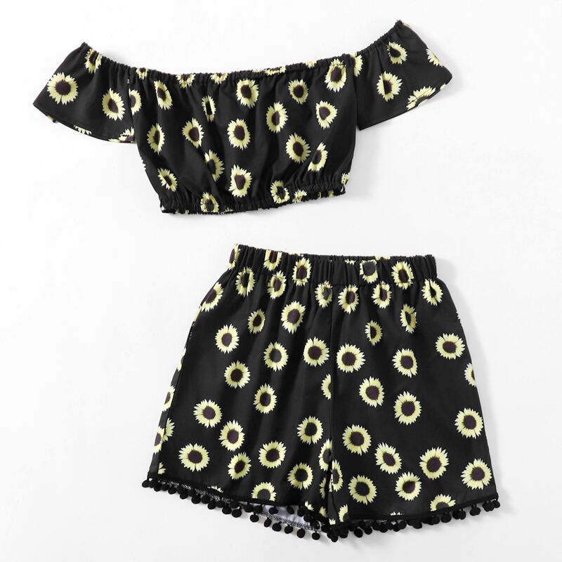 

Sunflower Crop Top & Shorts, Black