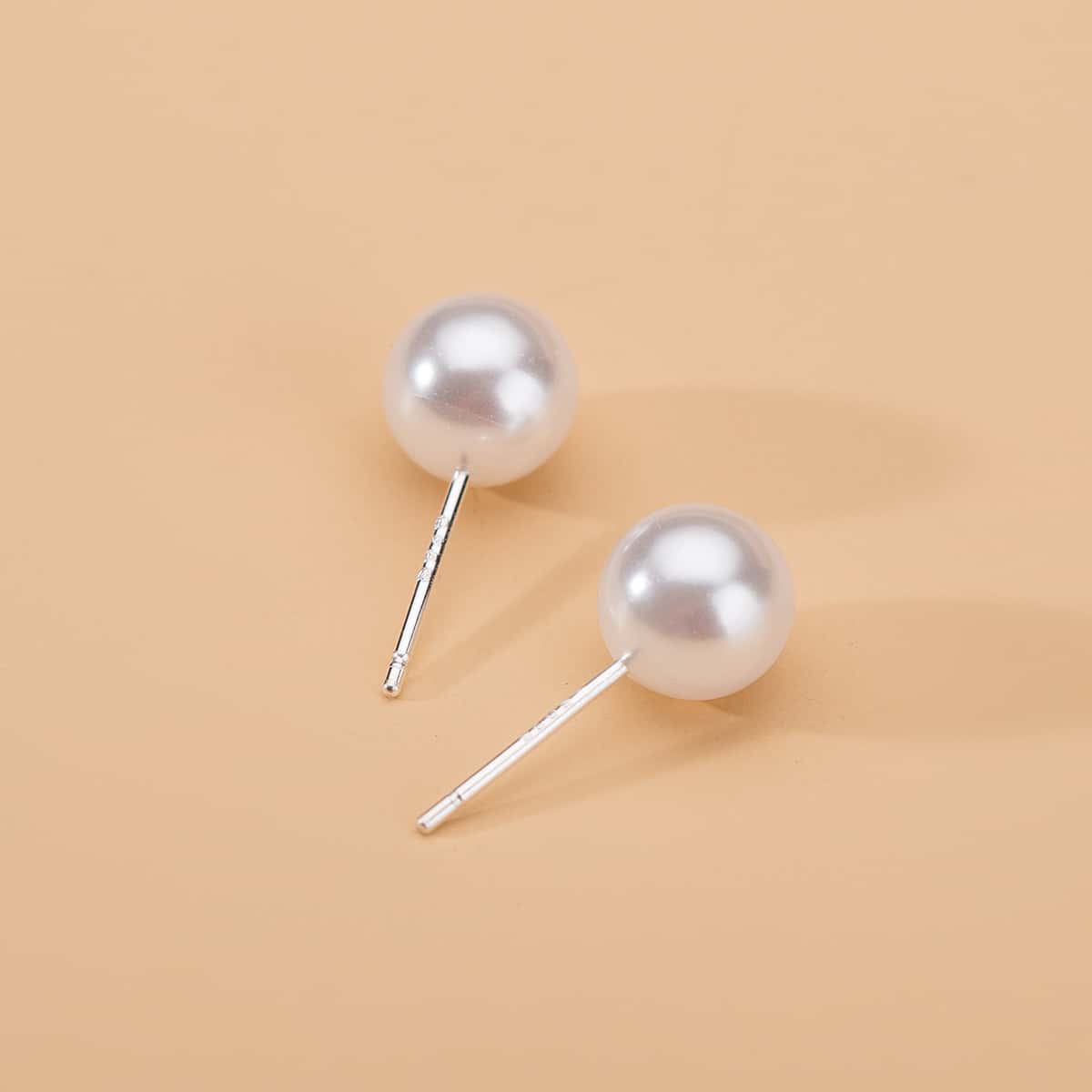 

Faux Pearl Stud Earrings, White