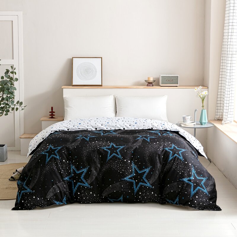 

Star Print Duvet Cover Without Filler, Black