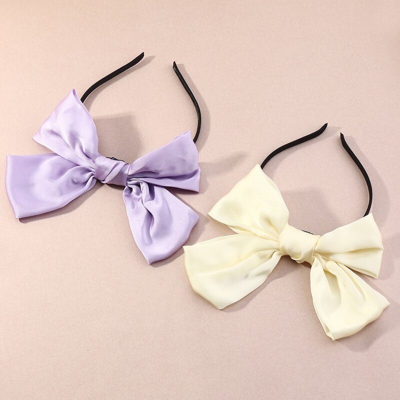 

2pcs Satin Bow Decor Headband, Multicolor