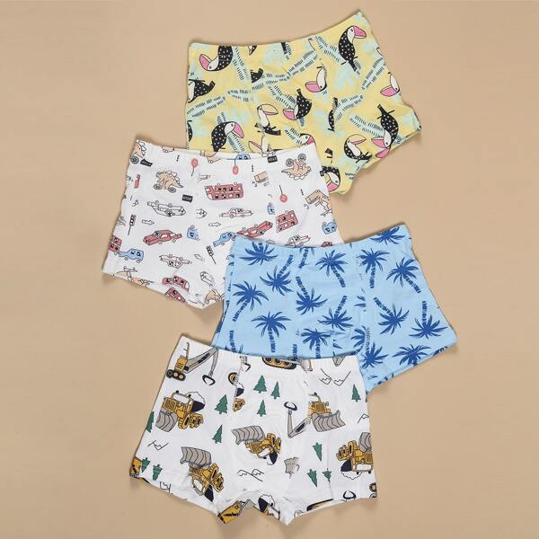 

Toddler Boys 4pcs Cartoon Graphic Underwear, Multicolor