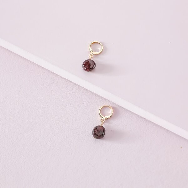 

Round Drop Earrings, Burgundy