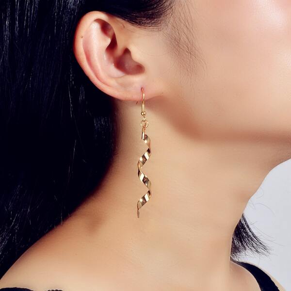 

Spiral Drop Earrings, Gold