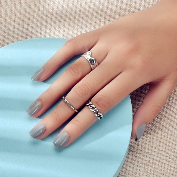 

3pcs Chain Design Ring, Silver