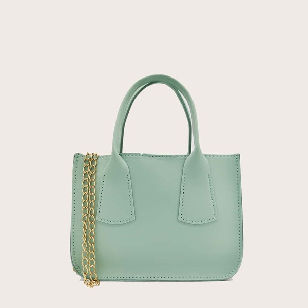 

Minimalist Chain Satchel Bag With Inner Pouch, Green