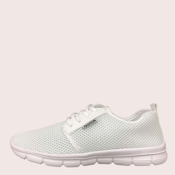 

Men Lace-up Front Mesh Sneakers, White