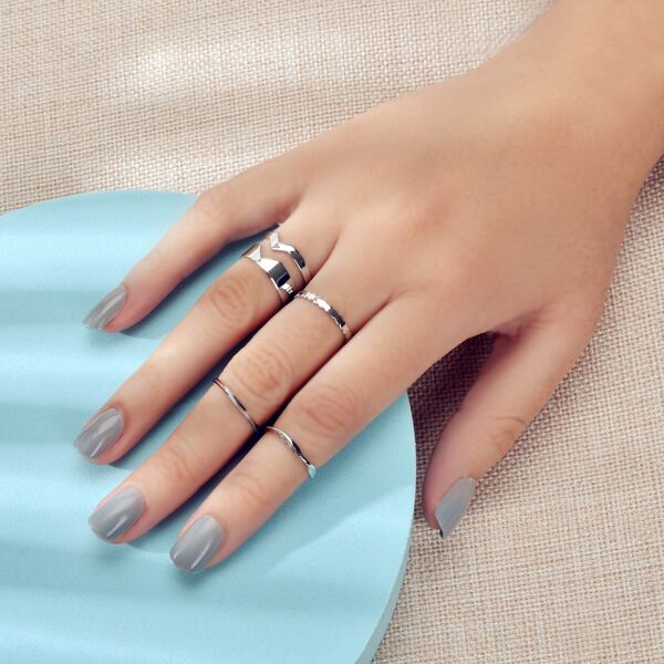 

4pcs Hollow Out Twist Ring, Silver