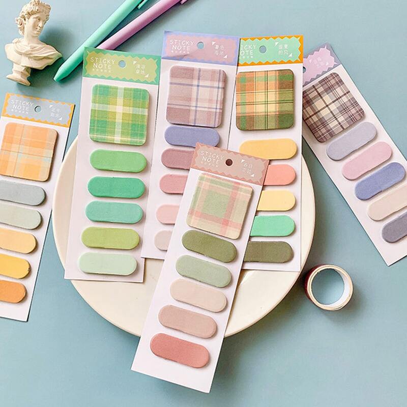

1set Random Tartan Pattern Sticky Note, Multicolor