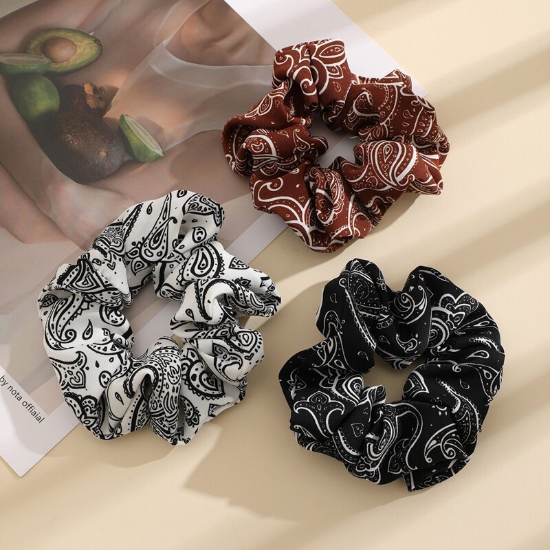 

3pcs Paisley Print Scrunchie, Multicolor