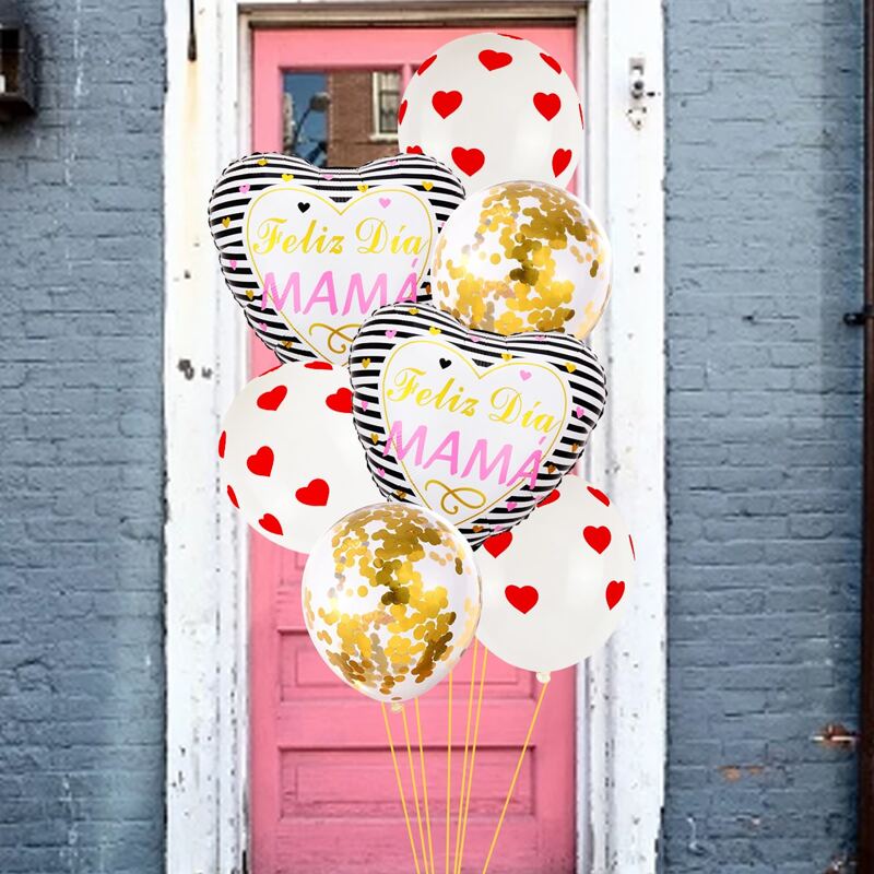 

9pcs Mother's Day Heart Balloon Set, Multicolor