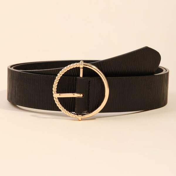 

Round Buckle Belt, Black