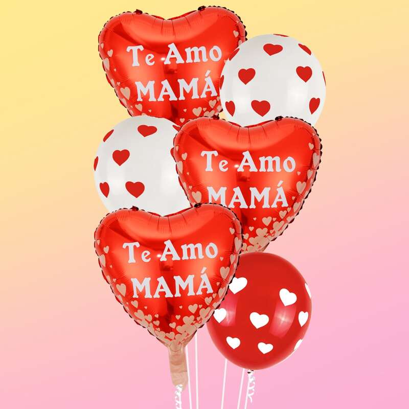 

8pcs Mother's Day Heart Balloon Set, Multicolor