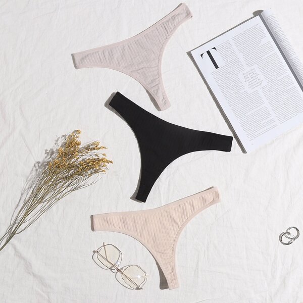 

3pack Rib Panty Set, Multicolor