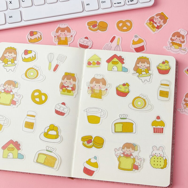 

40pcs Cartoon Pattern Sticker, Yellow